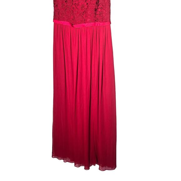 Davids Bridal Red Bridesmaid Prom Dress Maxi Long HOCO Gala Holiday Event Glam - Picture 3 of 10
